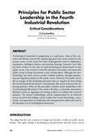 Principles for public Sector leadership in the Fourth Industrial Revolution :  critical considerations