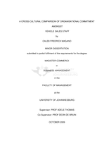 A cross-cultural comparison of organisational commitment amongst vehicle sales staff