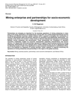 Mining enterprise and partnerships for socio-economic development