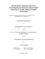 Strategic issues for life extension of boiler feed pump drives at coal fired power stations