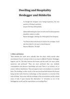 Dwelling and Hospitality Heidegger and Hölderlin