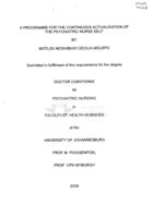A programme for the continuous actualisation of the psychiatric nurse self