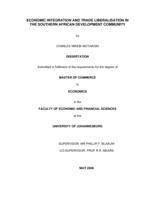 Economic integration and trade liberalisation in the Southern African Development Community