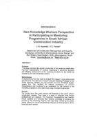 New knowledge workers perspective in participating in mentoring programme in South African construction industry
