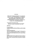 Project management planning tools and techniques in small and medium construction enterprises in South Africa