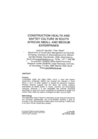 Construction health and safety culture in South Africa small and medium enterprises