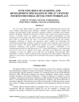 EVOLVING ROLE OF LEARNING AND DEVELOPMENT SPECIALISTS IN THE 21 st CENTURY FOURTH INDUSTRIAL REVOLUTION WORKPLACE
