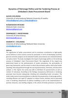 Dynamics of Patronage Politics and the Tendering Process at Zimbabwe's State Procurement Board