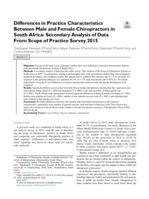 Differences in Practice Characteristics Between Male and Female Chiropractors in South Africa: Secondary Analysis of Data From Scope of Practice Survey 2015