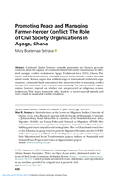 Promoting Peace and Managing Farmer-Herder Conflict: The Role of Civil Society Organizations in Agogo, Ghana