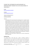 STUDENT SELF-DETERMINATION AND BOUNDARIES: AN EMERGING MARKET PERSPECTIVE ON THE DEVELOPMENT OF SALES SKILLS