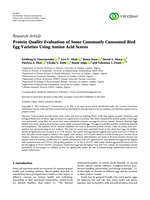 Protein Quality Evaluation of Some Commonly Consumed Bird Egg Varieties Using Amino Acid Scores