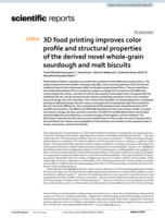 3D food printing improves color profile and structural properties of the derived novel whole-grain sourdough and malt biscuits