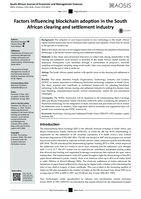 Factors influencing blockchain adoption in the South African clearing and settlement industry