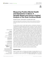 Measuring Positive Mental Health and Depression in Africa: A Variable-Based and Person-Centred Analysis of the Dual-Continua Model