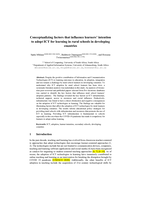 Conceptualizing factors that influence learners' intention to adopt ICT for learning in rural schools in developing countries