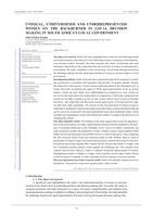Unequal, undiversified and underrepresented: women on the backburner in local decision making in South Africa’s local government