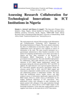 Assessing Research Collaboration for Technological Innovations in ICT Institutions in Nigeria