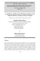 Local Miners and Precarious Working Conditions: The Nigerian Workers of Chinese Firms in Nigeria