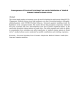 CONSEQUENCES OF PERCEIVED SWITCHING COSTS ON THE SATISFACTION OF MEDICAL SCHEME PATIENTS IN SOUTH AFRICA