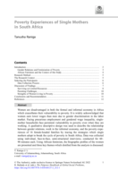Poverty Experiences of Single Mothers in South Africa