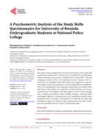 A Psychometric Analysis of the Study Skills Questionnaire for University of Rwanda Undergraduate Students at National Police College