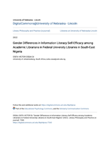 Gender Differences in Information Literacy Self-Efficacy among Academic Librarians in Federal University Libraries in South-East Nigeria