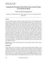 Exploring The Perceptions About Male Teachers In Early Grades Across Schools In Nigeria