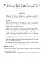 The Experiences of Public Transport Drivers with People with Disability in the City of Tshwane, South Africa