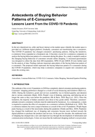 Antecedents of Buying Behavior Patterns of E-Consumers: Lessons Learnt From the COVID-19 Pandemic