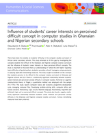 Influence of students’ career interests on perceived difficult concept in computer studies in Ghanaian and Nigerian secondary schools