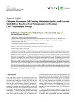 Chitosan-Cinnamon Oil Coating Maintains Quality and Extends Shelf Life of Ready-to-Use Pomegranate Arils under Low-Temperature Storage