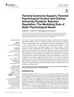 Parental Autonomy Support, Parental Psychological Control and Chinese University Students' Behavior Regulation: The Mediating Role of Basic Psychological Needs