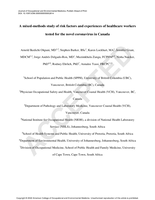 A Mixed-Methods Study of Risk Factors and Experiences of Health Care Workers Tested for the Novel Coronavirus in Canada