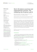 Work-life balance practices and organizational cynicism: The mediating role of person-job fit
