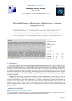 Mayoral Influence on Participatory Budgeting in Lithuania during Covid-19