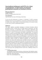 Journalism pedagogy and ICTs in a time of pandemic: A case study of selected journalism schools in Southern Africa