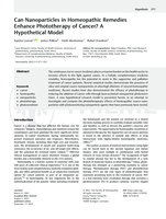 Can Nanoparticles in Homeopathic Remedies Enhance Phototherapy of Cancer? A Hypothetical Model