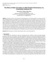 The Effect of Water Circulation on Bulk Flotation Performance of a Polymetallic Sulphide Ore