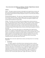 Process innovation in the digital age of business: the role of digital business intensity and knowledge management