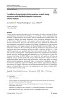 The effects of psychological interventions on well-being measured with the Mental Health Continuum: a meta-analysis