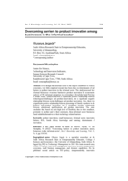 Overcoming barriers to product innovation among businesses in the informal sector