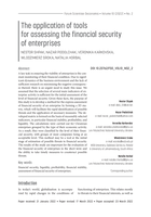 The application of tools for assessing the financial security of enterprises