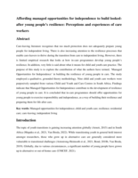 Affording managed opportunities for independence to build looked-after young people’s resilience: perceptions and experiences of care workers