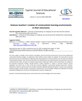 Sciences teachers' creation of constructivist learning environments in their classrooms