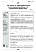 A diary study of the impression management strategies utilised by industrial and organisational psychology interns