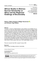 African Studies in Distress: German Scholarship on Africa and the Neglected Challenge of Decoloniality