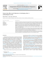 Factors that affect travel behaviour in developing cities: A methodological review