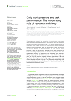 Daily work pressure and task performance: The moderating role of recovery and sleep