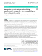 Measuring sustainable employability: psychometric properties of the capability set for work questionnaire